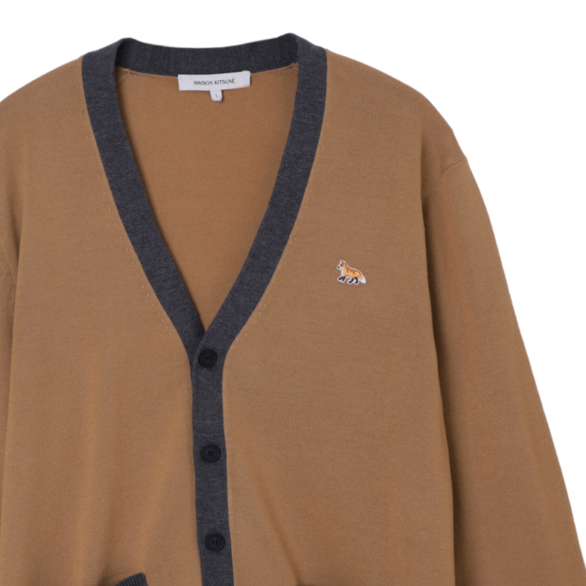 MAISON KITSUNÉ ブラウン Vネックカーディガン アウトレット】MAISON KITSUNE メゾンキツネ Vネック カーディガン