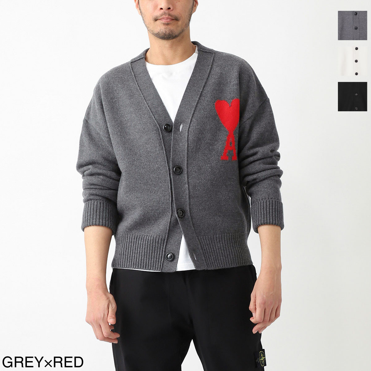 【アウトレット】AMI アミ Vネック カーディガン/ADC CARDIGAN メンズ