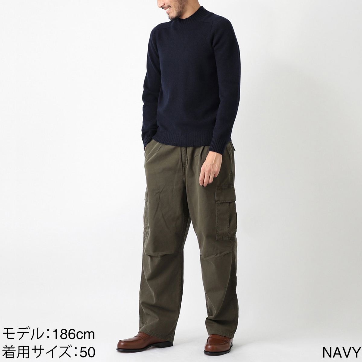 【アウトレット】Gran Sasso グランサッソ モックネック ニット/ラムウール/LUPO M/L【大きいサイズあり】 メンズ