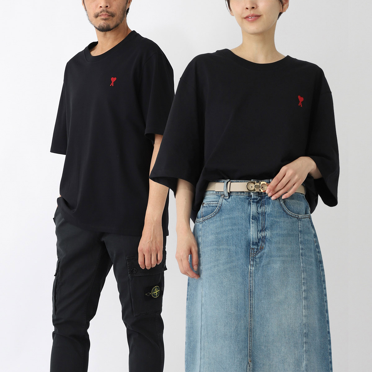 AMI PARIS アミ ド クール クルーネック Tシャツ AMI アミ クルーネックTシャツ/RED AMI DE COEUR T-SHIRT
