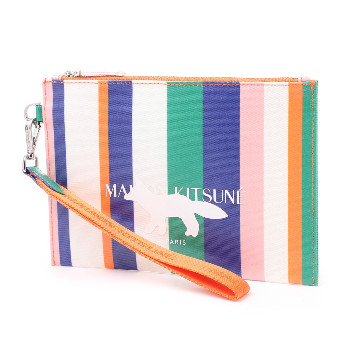 【アウトレット】【訳あり】 MAISON KITSUNE メゾンキツネ クラッチバッグ/ポーチ/STRIPE PORCH【返品交換不可】