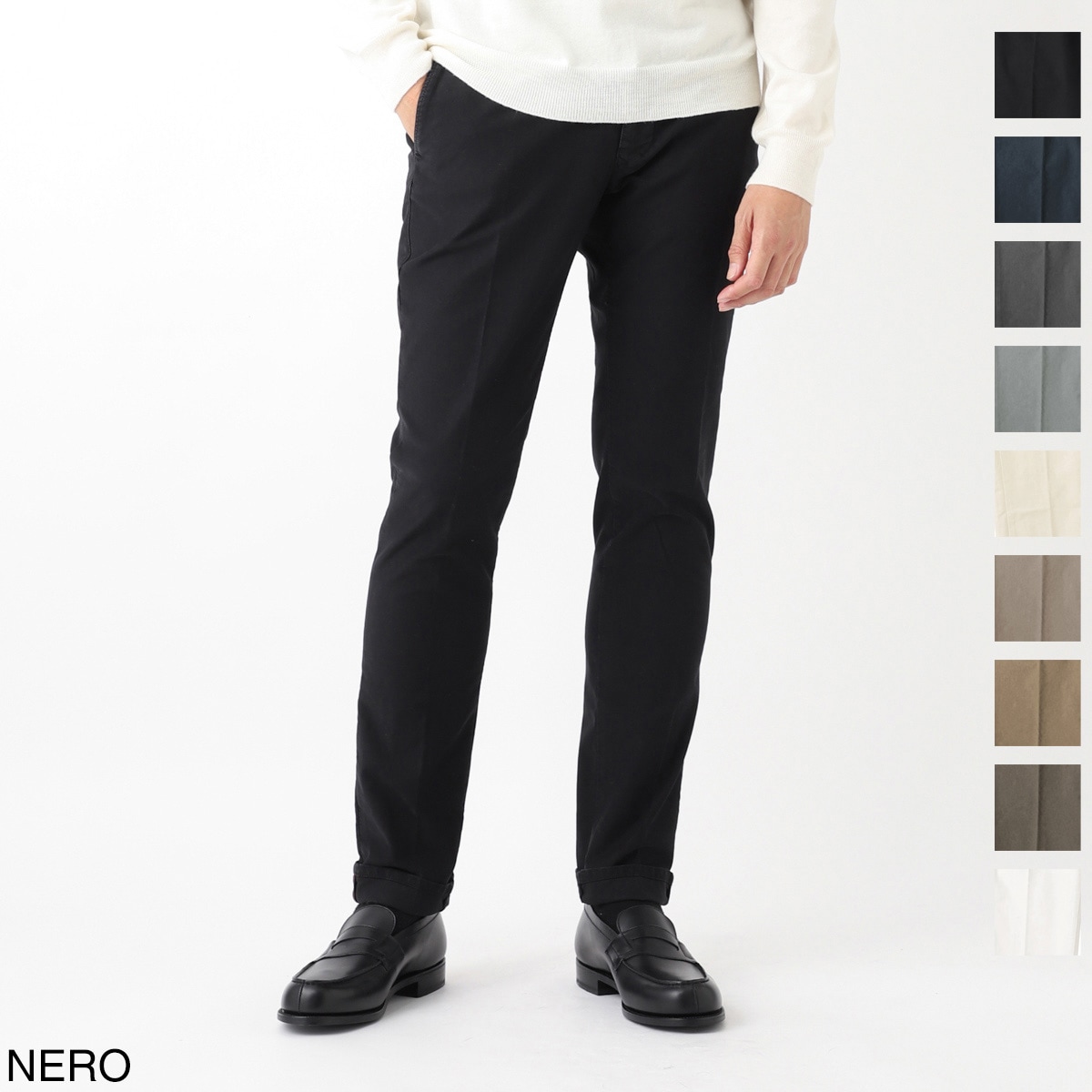現行タグ【インコテックス】コットンスラックス/slim fit/46サイズ/紺色 インコテックス / INCOTEX / 35型 / ストレッチ スラックス