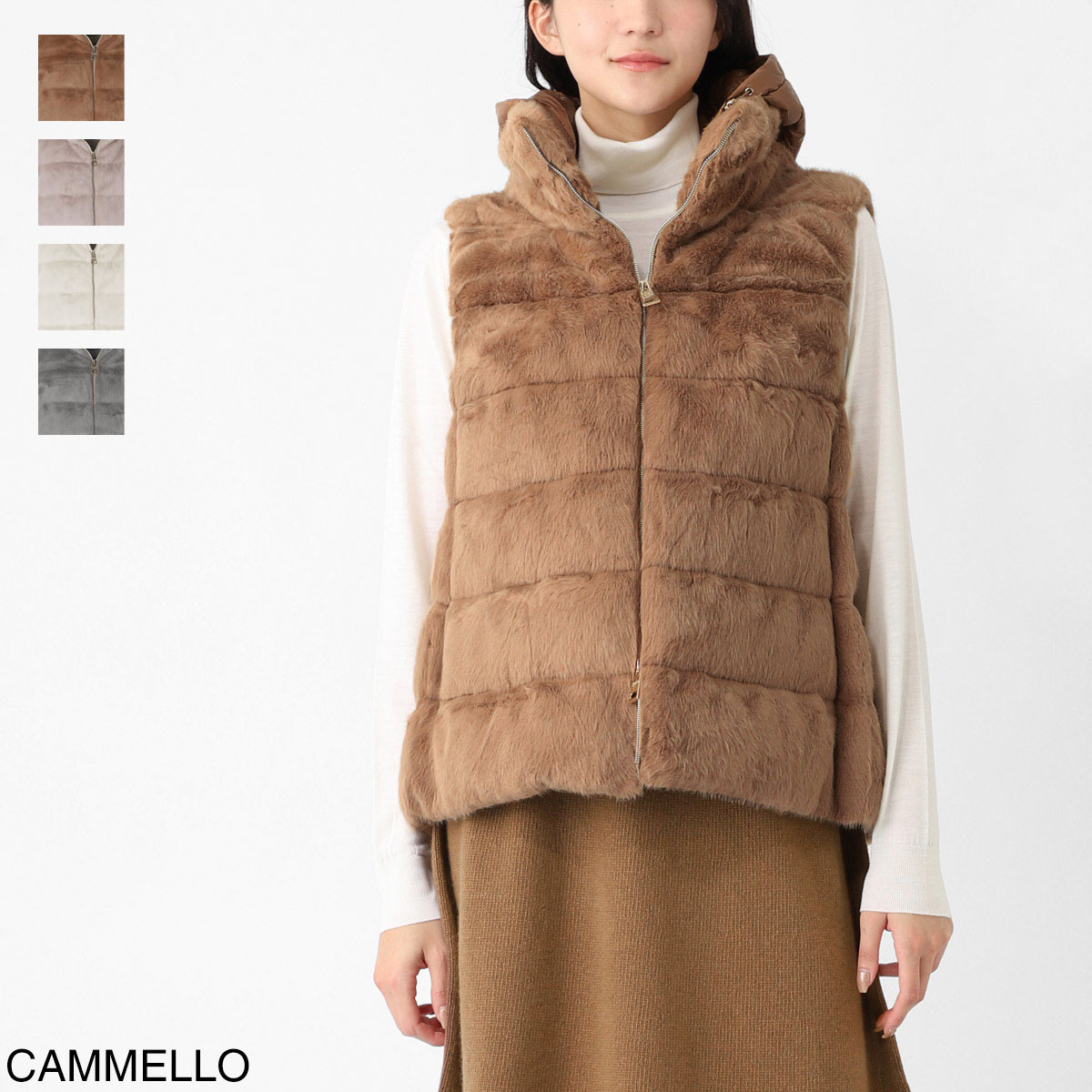 HERNO ヘルノ ダウンベスト フード ベージュ　42 HERNO ヘルノ ダウンベスト【大きいサイズあり】 レディース