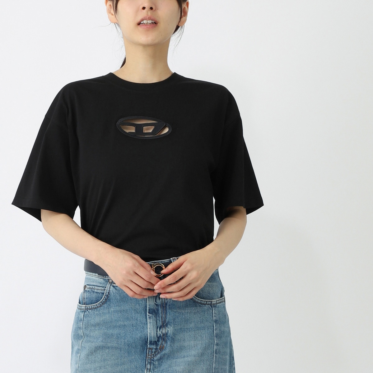 DIESEL ディーゼル クルーネックTシャツ/T-BUXT-CROP-OD A15096 0NIAX レディース