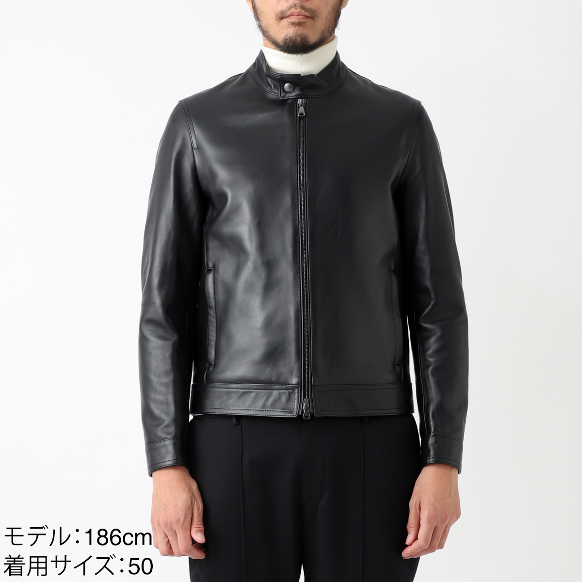 【期間限定値下げ】EMMETI JURI(ネイビー)特注モデル 44 エンメティ / EMMETI / ユリ / JURI / シングル ライダース ジャケット
