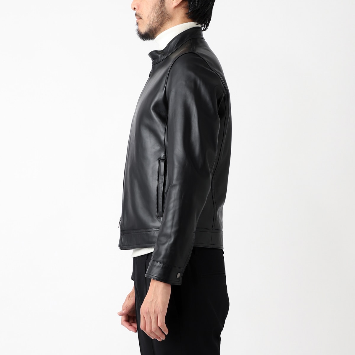 EMMETI レザージャケット レザーノーカラーライダースジャケット FELIX NAPPA CERATA｜EMMETI