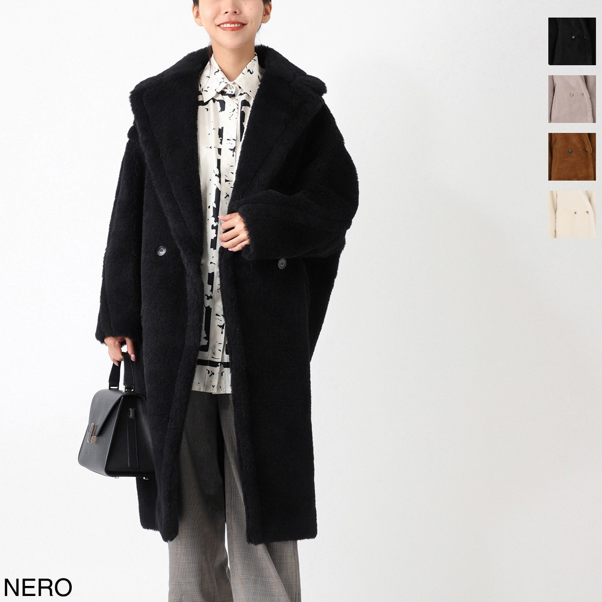 MaxMara ブラック ロングコート Max Mara マックスマーラ テディベアコート/ロングコート/TEDGIRL