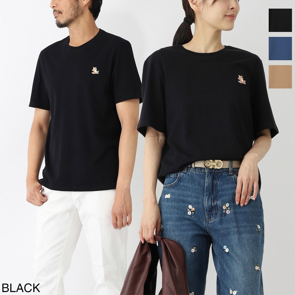 MAISON KITSUNE メゾンキツネ クルーネックTシャツ/CHILLAX FOX PATCH REGULAR TEE SHIRT メンズ