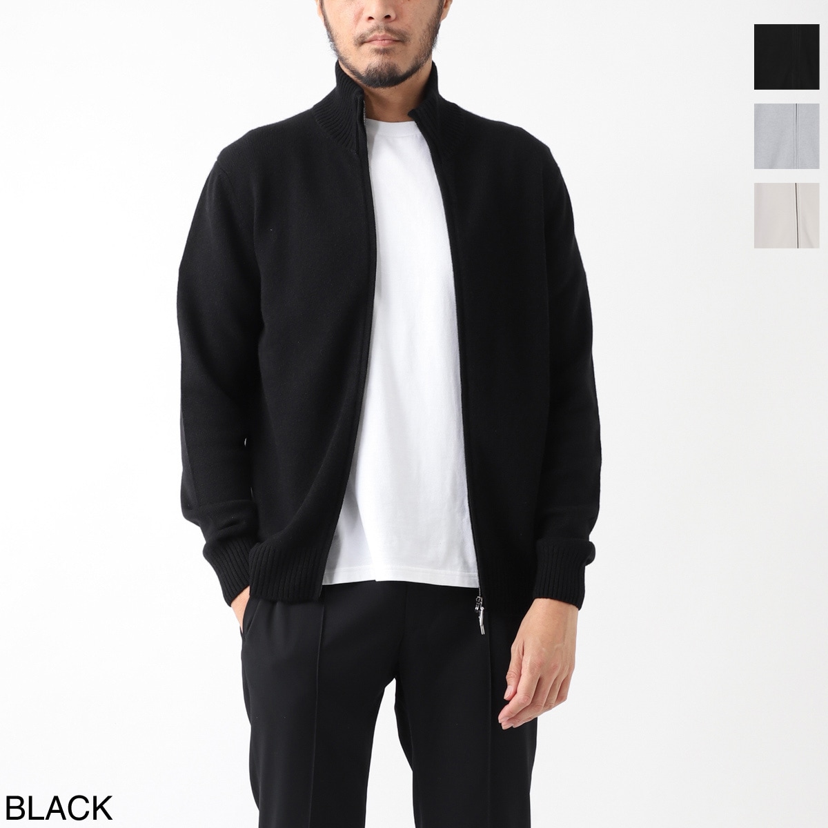 クルチアーニ　ジップアップ　黒 Cruciani クルチアーニ カシミヤ100％ ジップカーディガン【大きい
