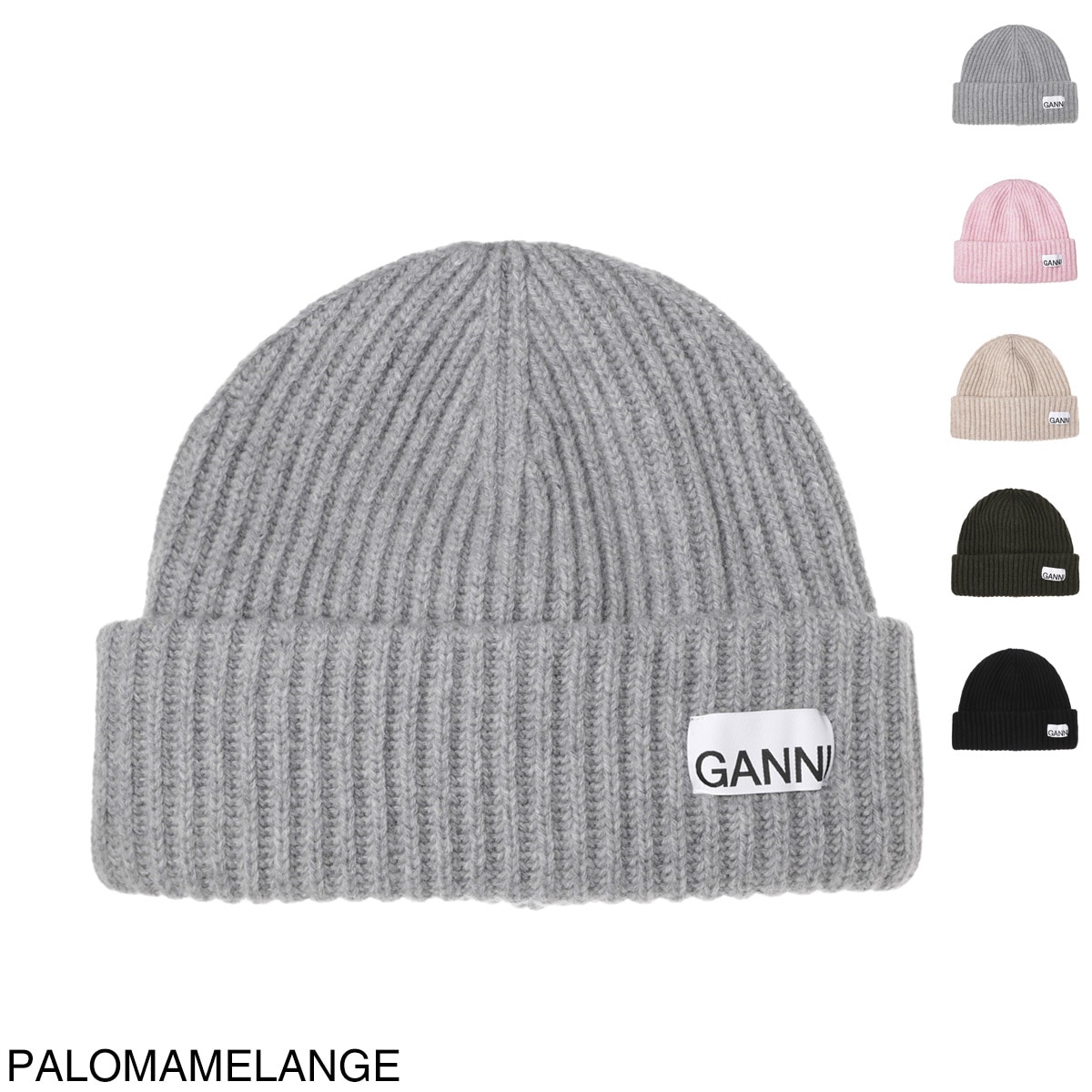 GANNI ガニー ニットキャップ/ビーニー/STRUCTURED RIB BEANIE レディース