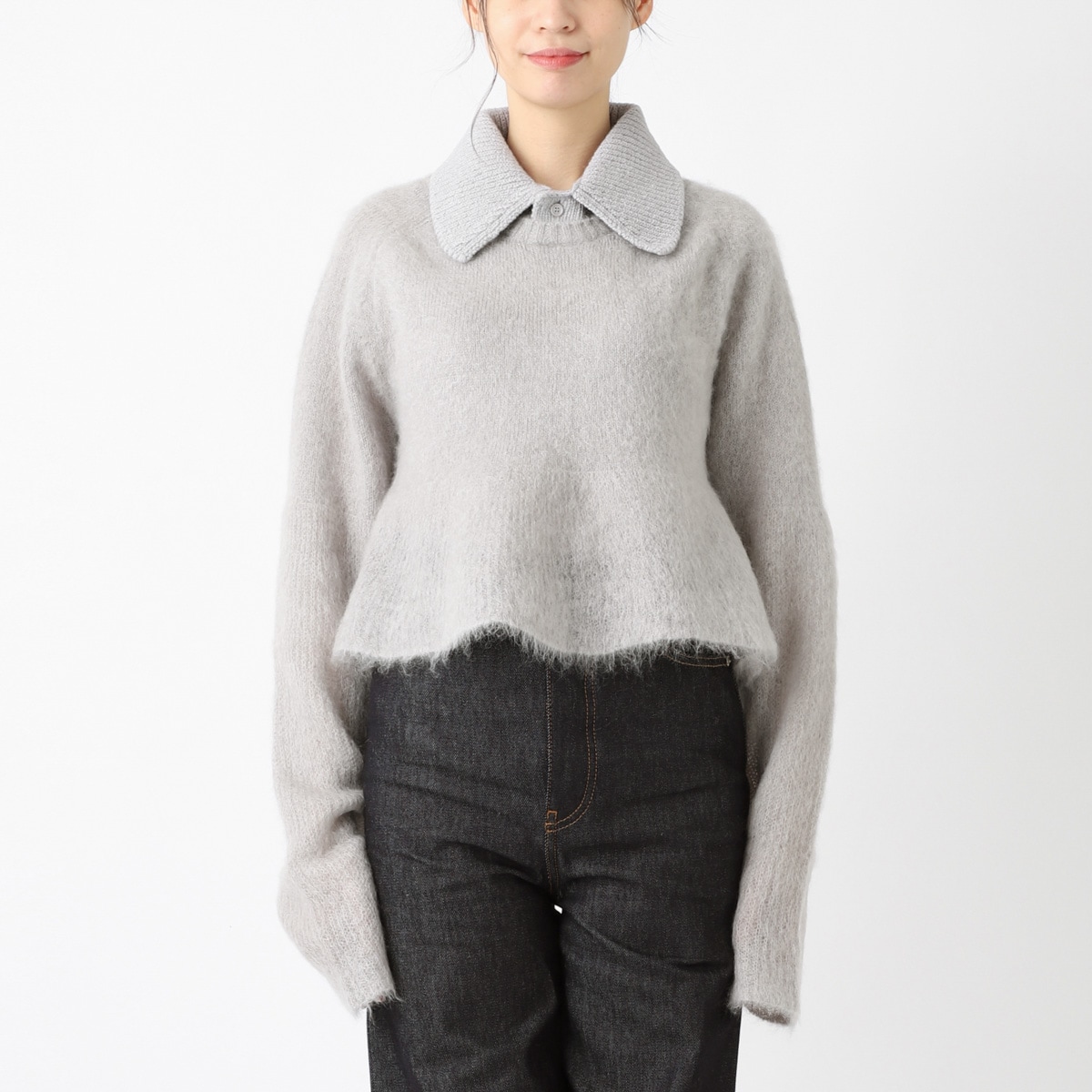 【美品】LOEWE/ロエベ　ニットブラウス/シャツ　襟付き　ボーダー　M LOEWE - 美品 ロエベ LOEWE ニット セーター ロングスリーブ