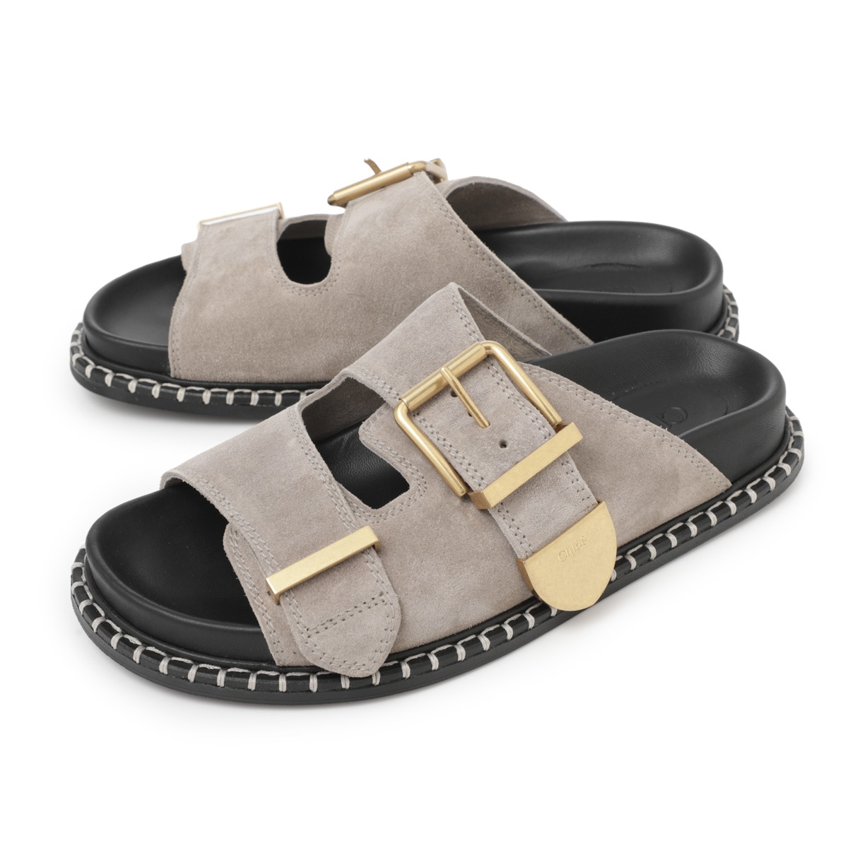 Chloé ロゴ入り ベージュ スライドサンダル Chloé ロゴ入り ベージュ スライドサンダル Chloé ロゴ入りスライド