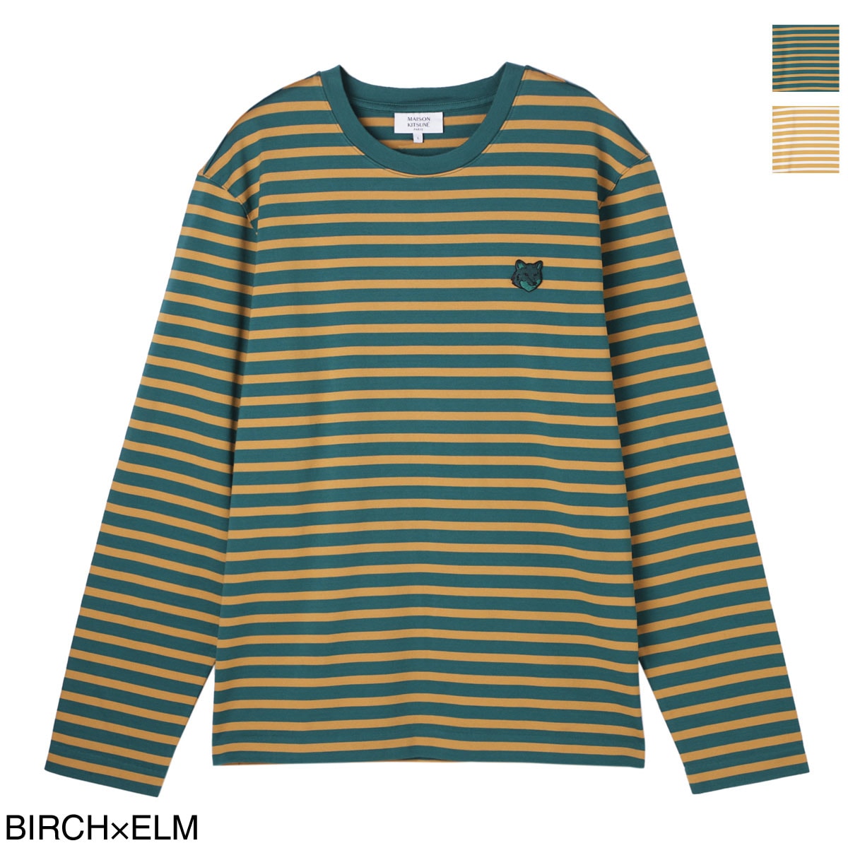 【アウトレット】MAISON KITSUNE メゾンキツネ クルーネック 長袖Tシャツ/BOLD FOX HEAD PATCH REGULAR MARIN TEE-SHIRT メンズ