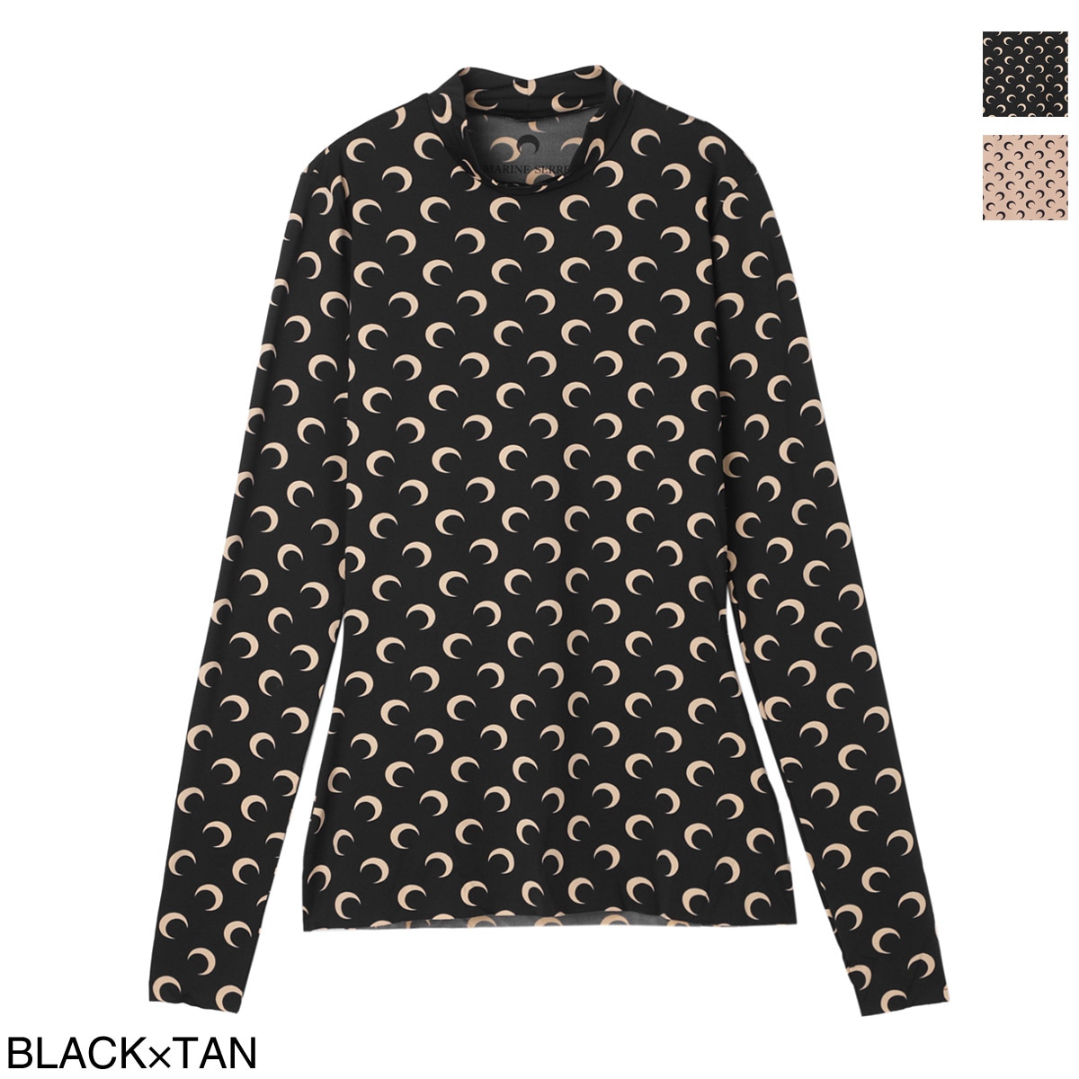 MARINE SERRE マリーン セル ハイネックカットソー/REGENERATED AOM JERSEY HIGH NECK SECOND SKIN レディース