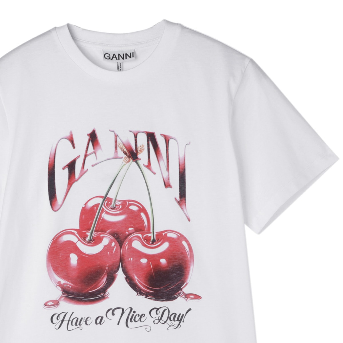 GANNI Tシャツチェリーグラフィックガニー