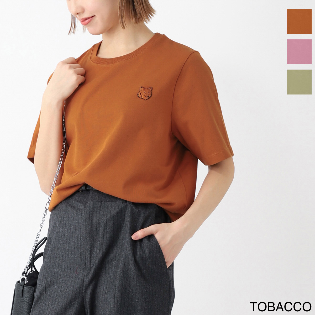 MAISON KITSUNE メゾンキツネ クルーネックTシャツ/BOLD FOX HEAD PATCH COMFORT TEE SHIRT レディース