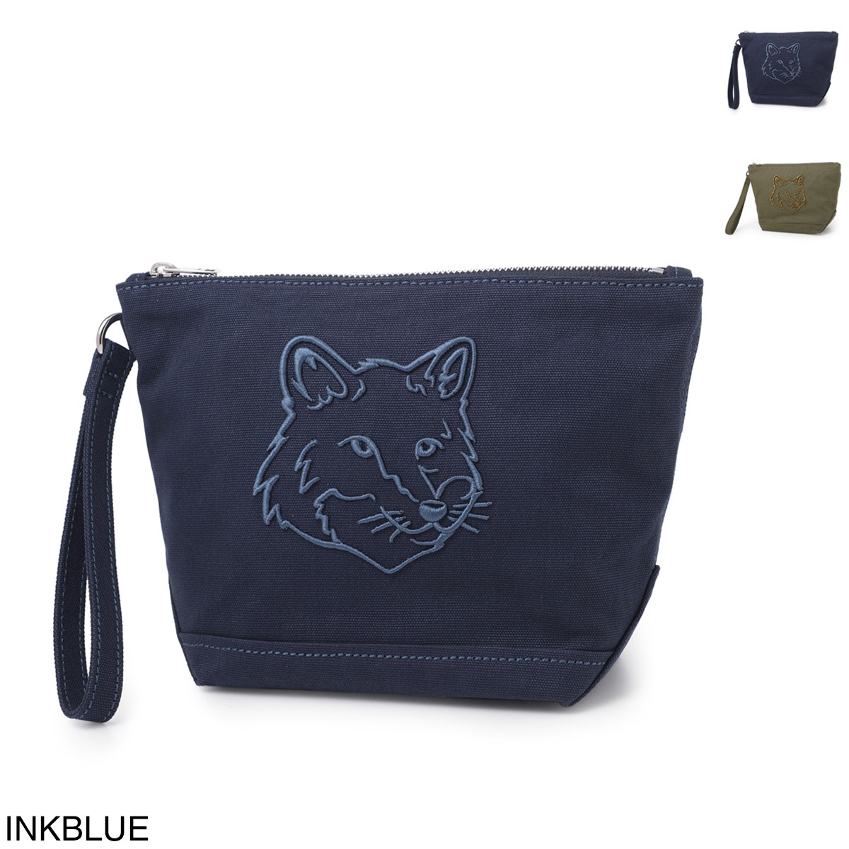 メゾンキツネ　ポーチ　クラッチバック MAISON KITSUNE メゾンキツネ ポーチ/FOX HEAD ZIPPED POUCH | メンズ