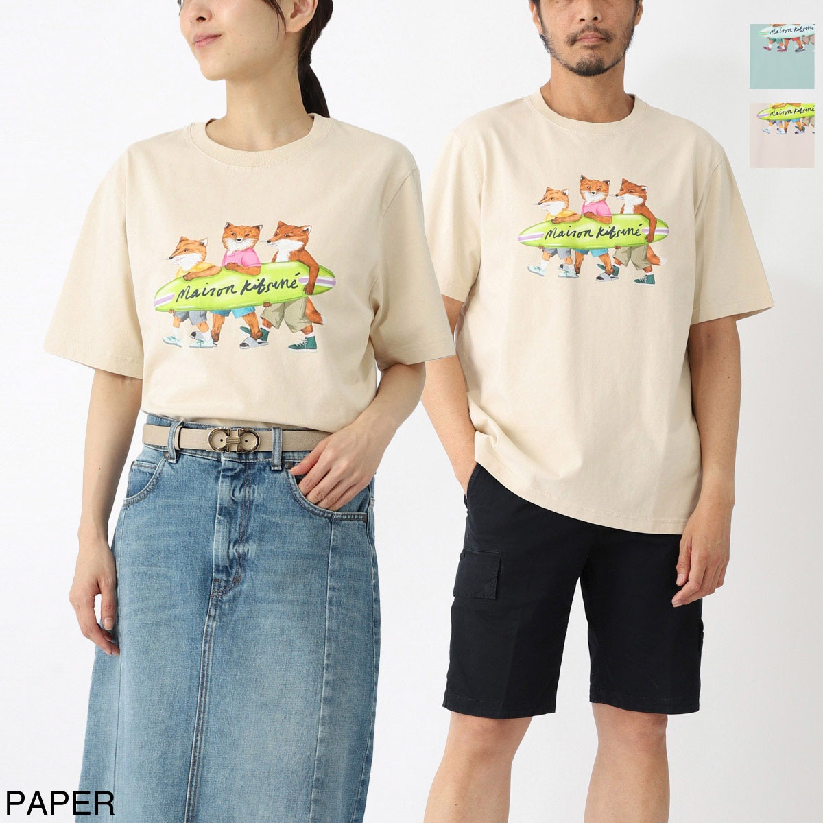 MAISON KITSUNE メゾンキツネ クルーネックTシャツ/SURFING FOXES 