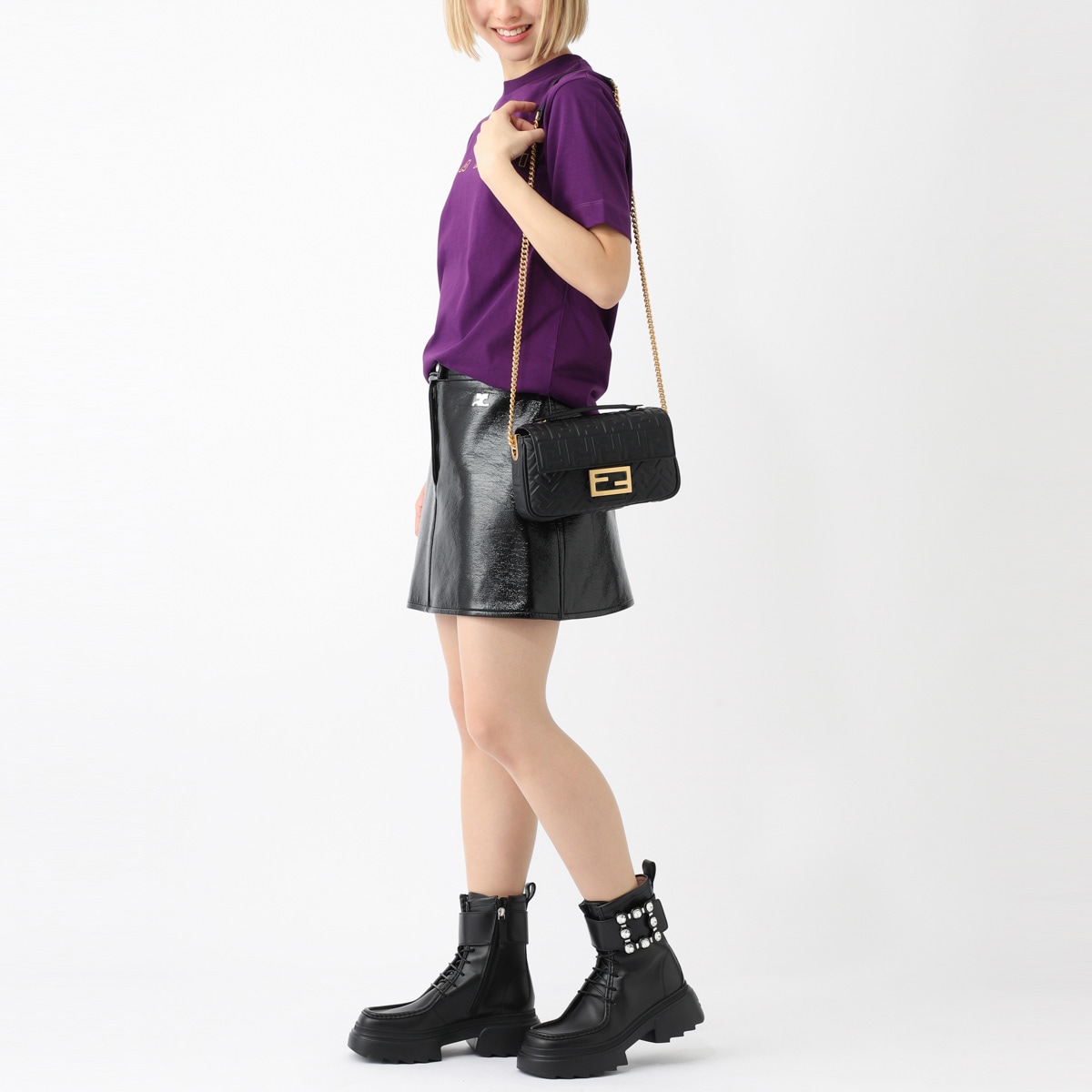 FENDI フェンディ ショルダーバッグ 3WAY/ハンドバッグ/BAGUETTE CHAIN MIDI  NAPPA  FF レディース