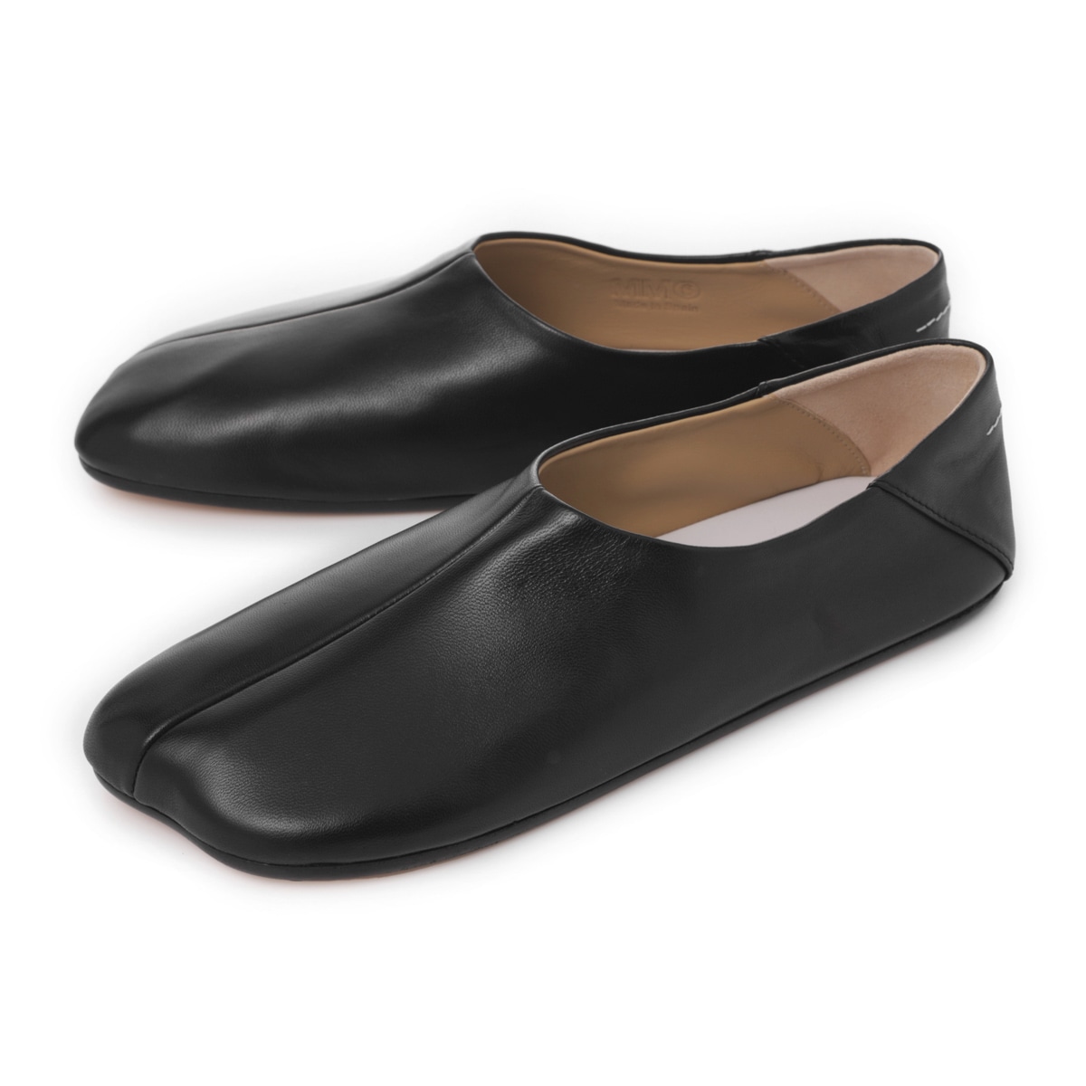 新品MM6MaisonMargielaブラックレザーバレエシューズ エムエムシックス メゾン マルジェラ MM6 Maison Margiela