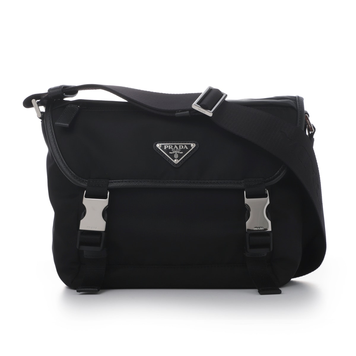最安値挑戦中★PRADA★Re-Nylon ショルダーバッグ★BLACK 新作【プラダ】Re-Nylon xサフィアーノレザー ショルダーバッグ