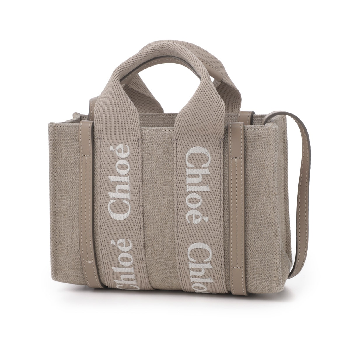 ●Chloé WOODY トート ミニ キャンバス 2wayショルダーバッグ Chloe クロエ トートバッグ 2WAY/ショルダーバッグ/WOODY MINI