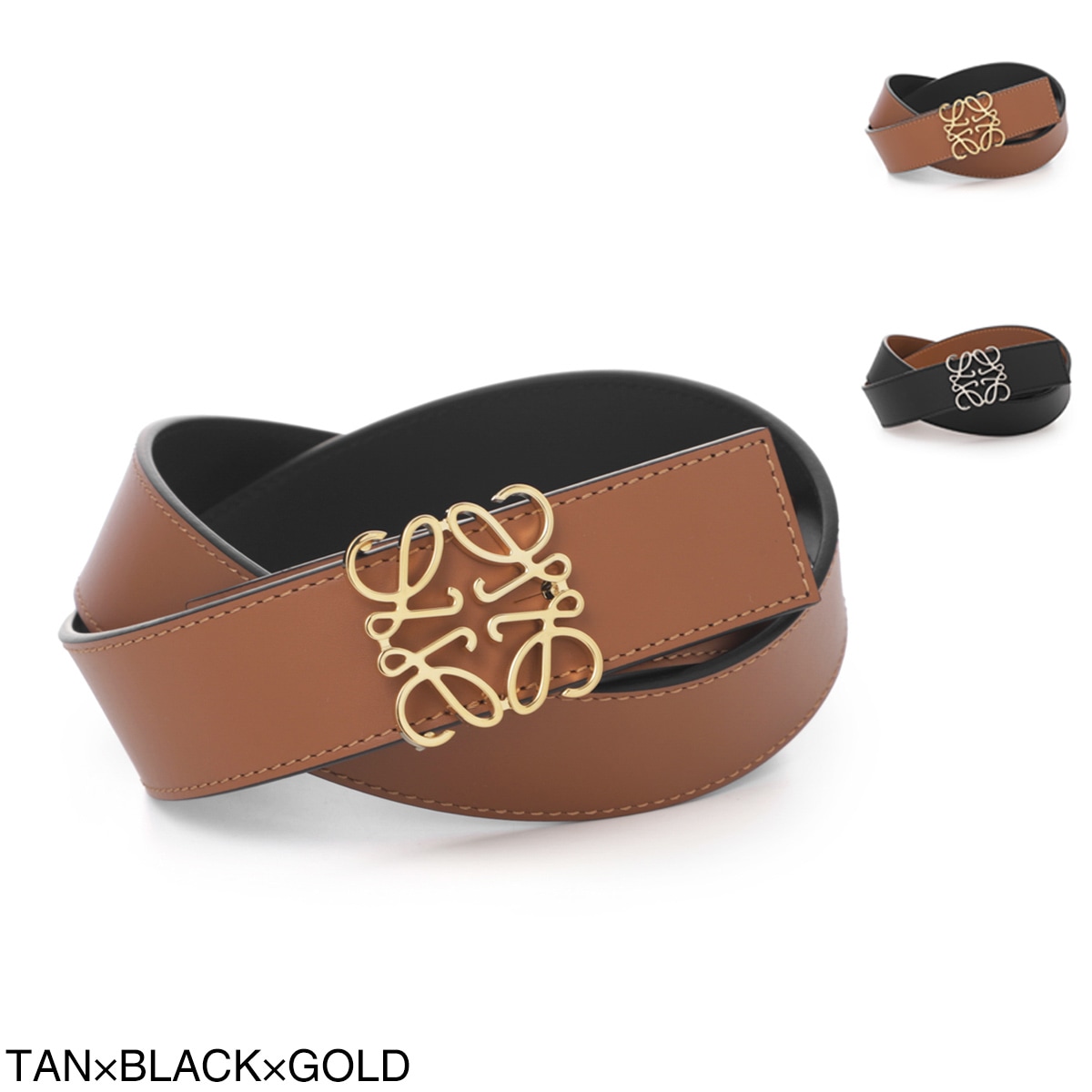 LOEWE ロエベ リバーシブルベルト/REVERSIBLE ANAGRAM BELT 3.5CM メンズ