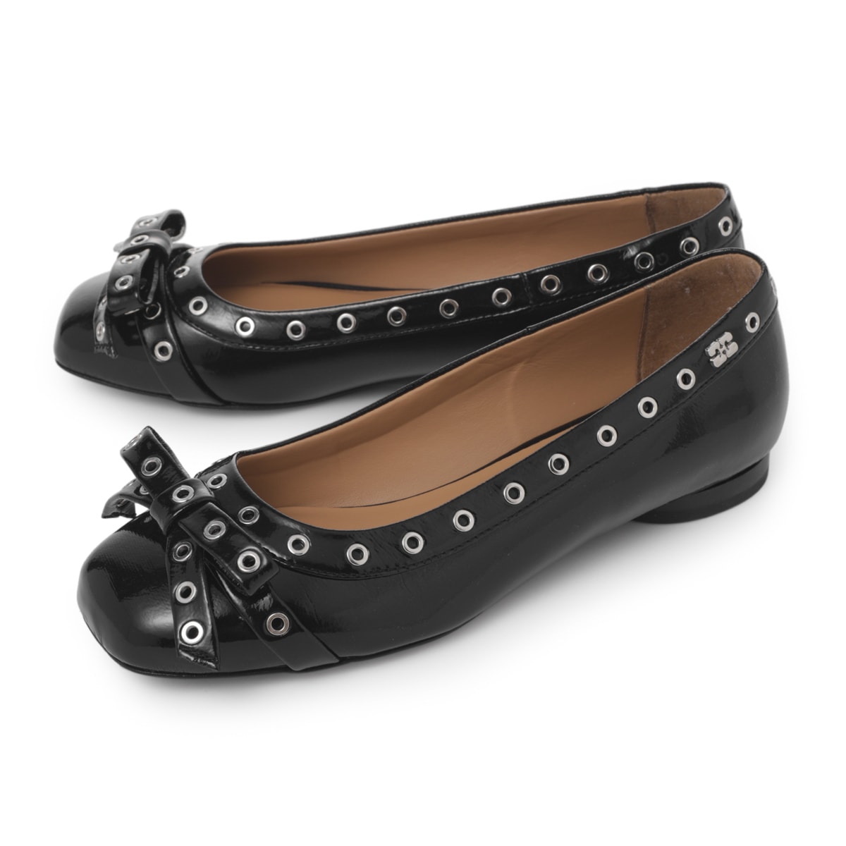 【アウトレット】GANNI ガニー バレエシューズ/フラットシューズ/EYELETS BOW BALLERINA NAPLACK【大きいサイズあり】 レディース