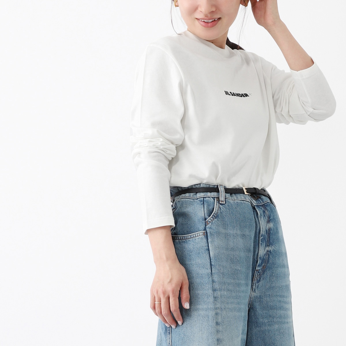 【アウトレット】JIL SANDER ジルサンダー クルーネック 長袖Tシャツ/LOGO T-SHIRT CN LS レディース