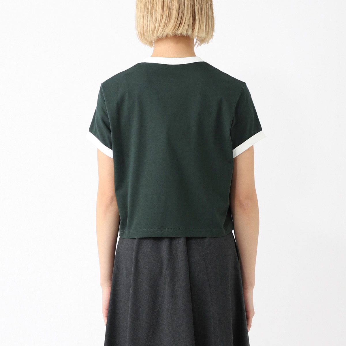 【アウトレット】【ラスト1点】FRED PERRY フレッドペリー クルーネックTシャツ/CROPPED RINGER T-SHIRT レディース