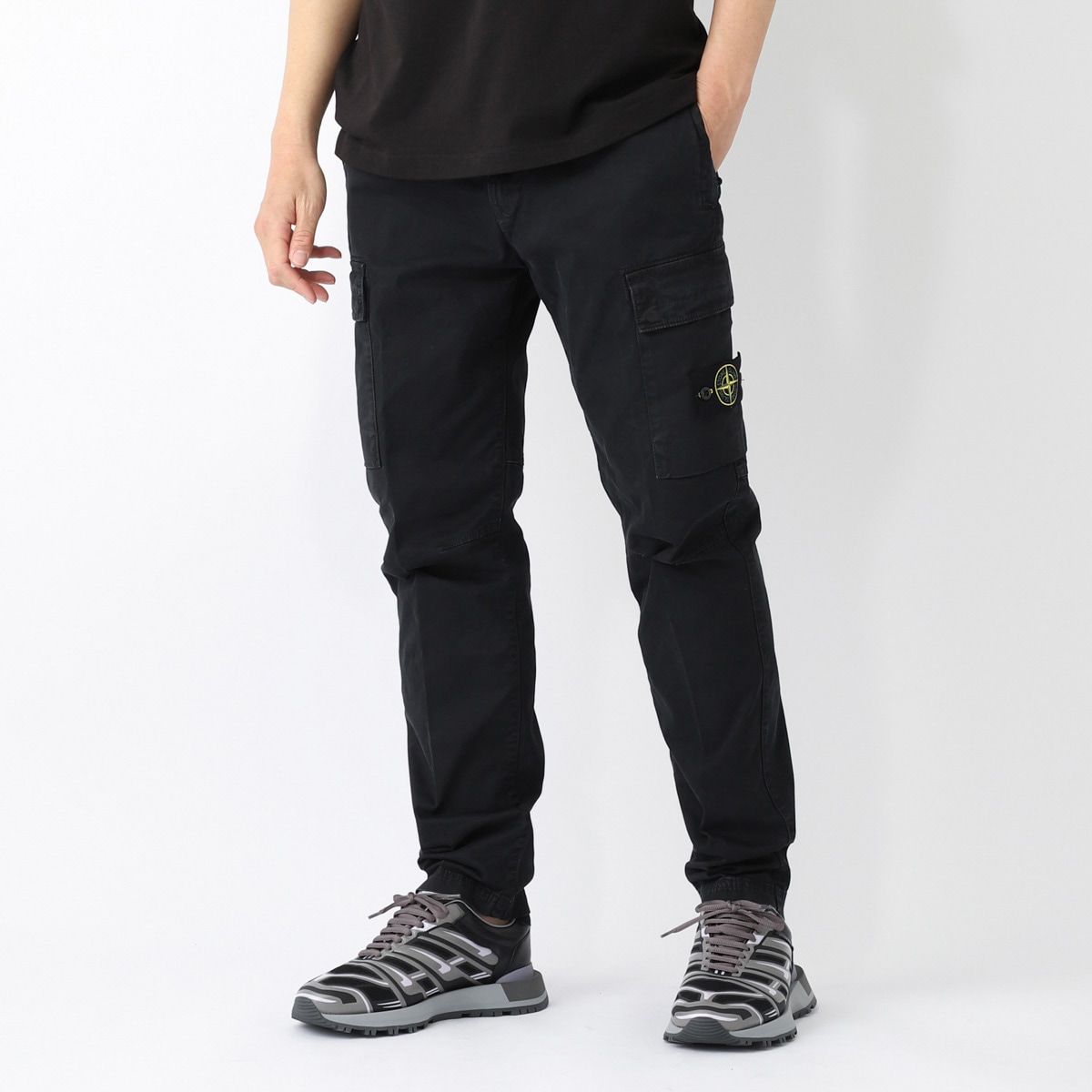 STONE  ストーンアイランドブラック スラックス STONE ISLAND ストーンアイランド カーゴパンツ/3100304 STRETCH