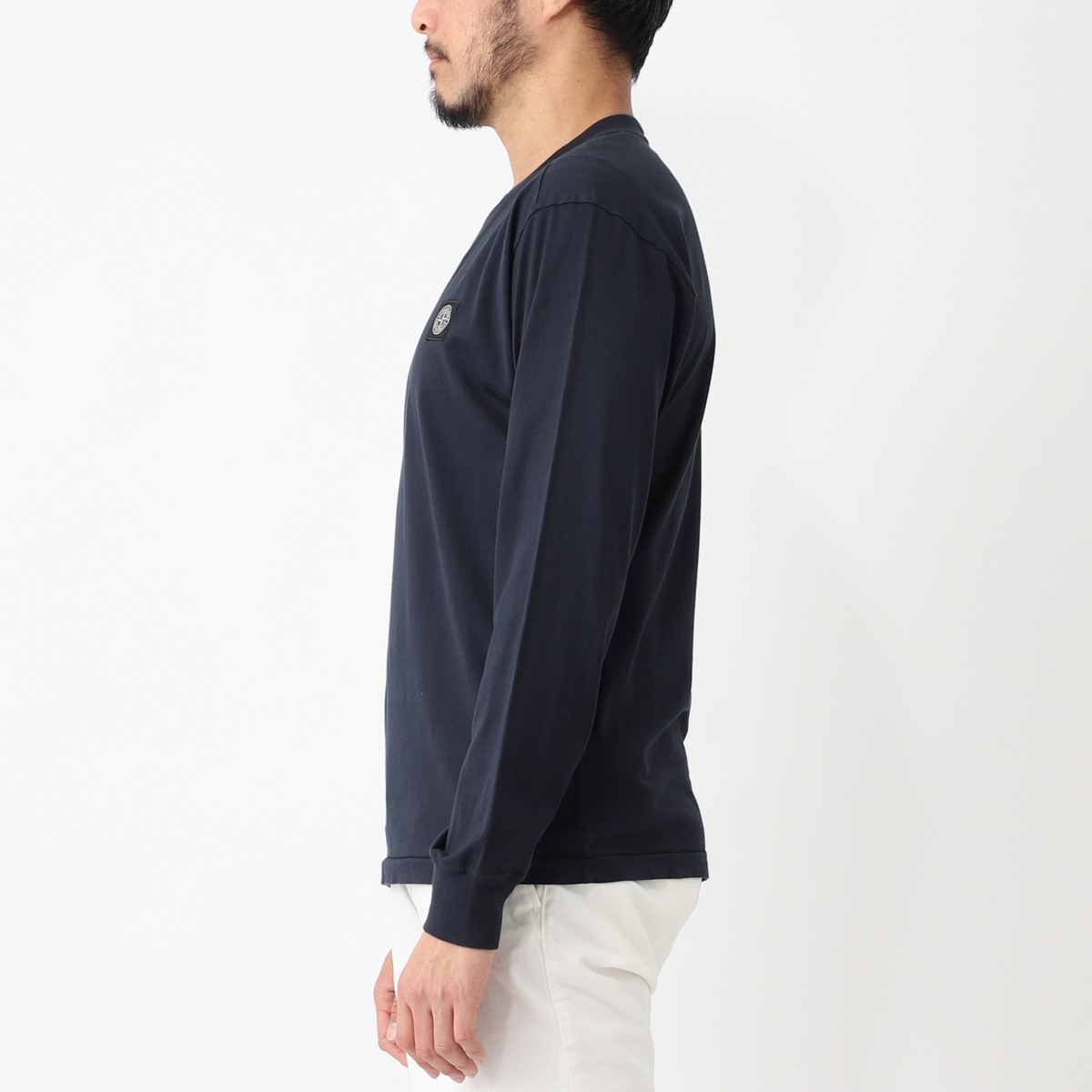 STONE  ネイビー 長袖カットソー STONE ISLAND ストーンアイランド クルーネック 長袖Tシャツ/2100227