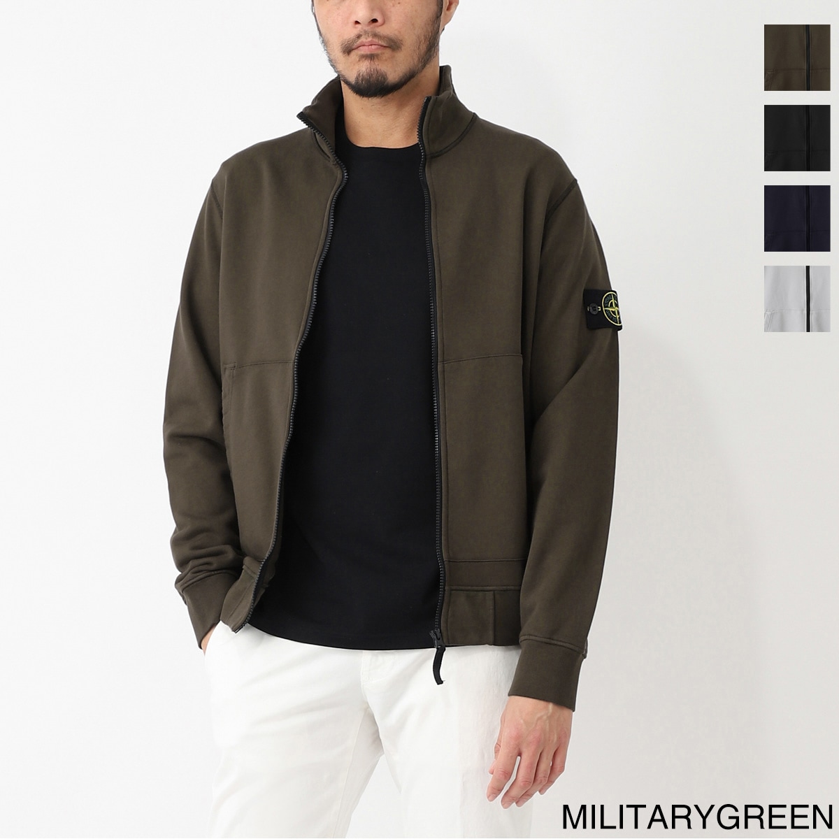 【STONE 】コットン フリース フードジップアップ STONE ISLAND ストーンアイランド ジップアップ スウェット