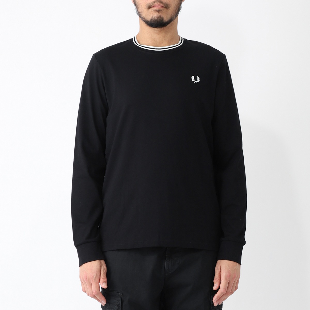 【アウトレット】【ラスト1点】FRED PERRY フレッドペリー クルーネック 長袖Tシャツ/M9602 メンズ