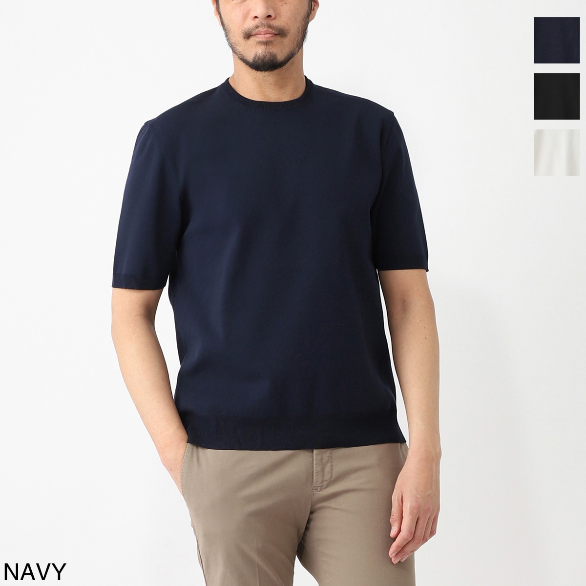 Revenir リブニール クルーネック半袖ニット/INT-009 ウォッシャブル 【国内正規品】 メンズ