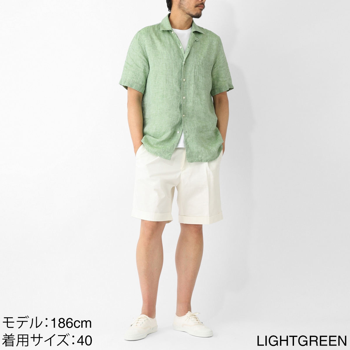 【アウトレット】GUY ROVER ギローバー 半袖リネンシャツ/オープンカラーシャツ/WASH メンズ