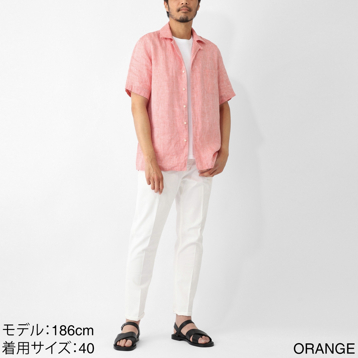 【アウトレット】GUY ROVER ギローバー 半袖リネンシャツ/オープンカラーシャツ/WASH メンズ