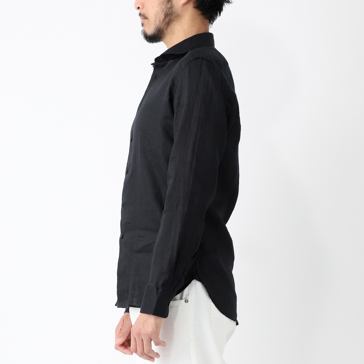 GUY ROVER ギローバー リネンシャツ/ホリゾンタルカラーシャツ/WASH メンズ