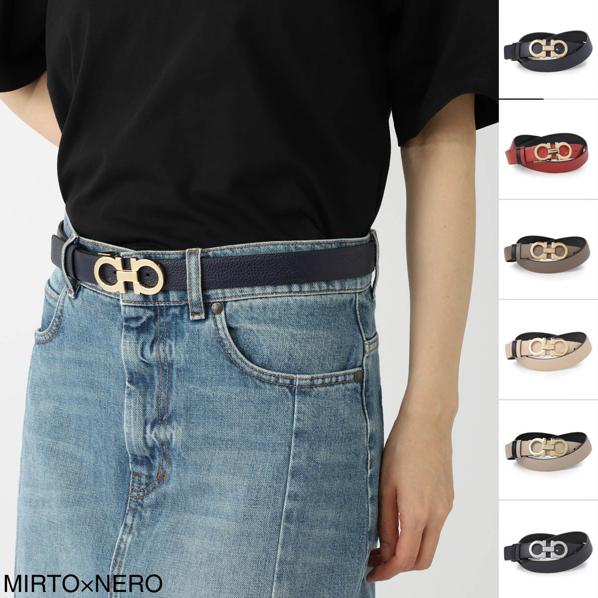 FERRAGAMO フェラガモ リバーシブル ベルト レディース