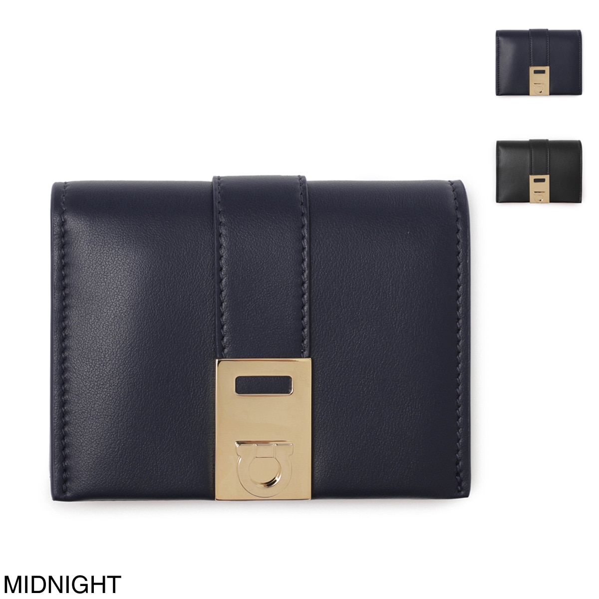 FERRAGAMO フェラガモ 2つ折り財布 小銭入れ付き/HUG BICOLOR レディース