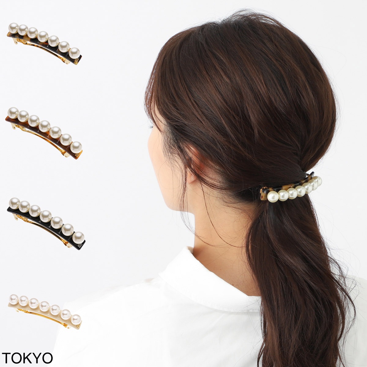 ALEXANDRE DE PARIS アレクサンドルドゥパリ バレッタ/TIMELESS BARRETTE AUTO 8CM PERLEE レディース