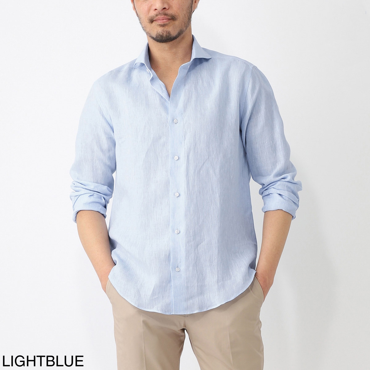 DASE デイス ホリゾンタルカラー リネンシャツ メンズ