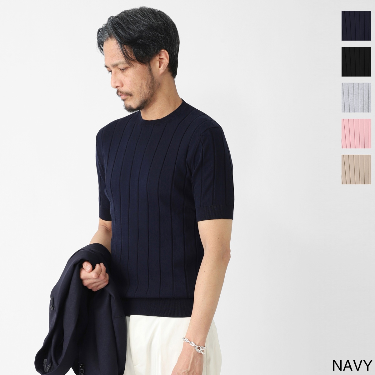 DASE デイス クルーネック半袖ニット【大きいサイズあり】 メンズ