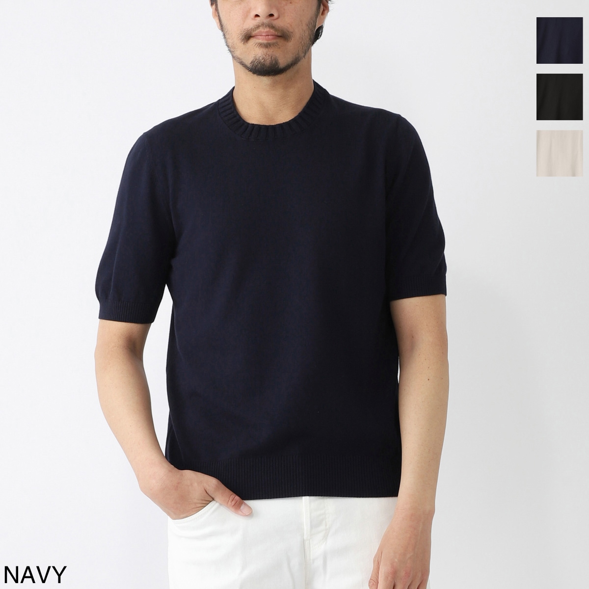 GRAN SASSO ブラッククルーネックセーター 48 GRAN SASSO クルーネック