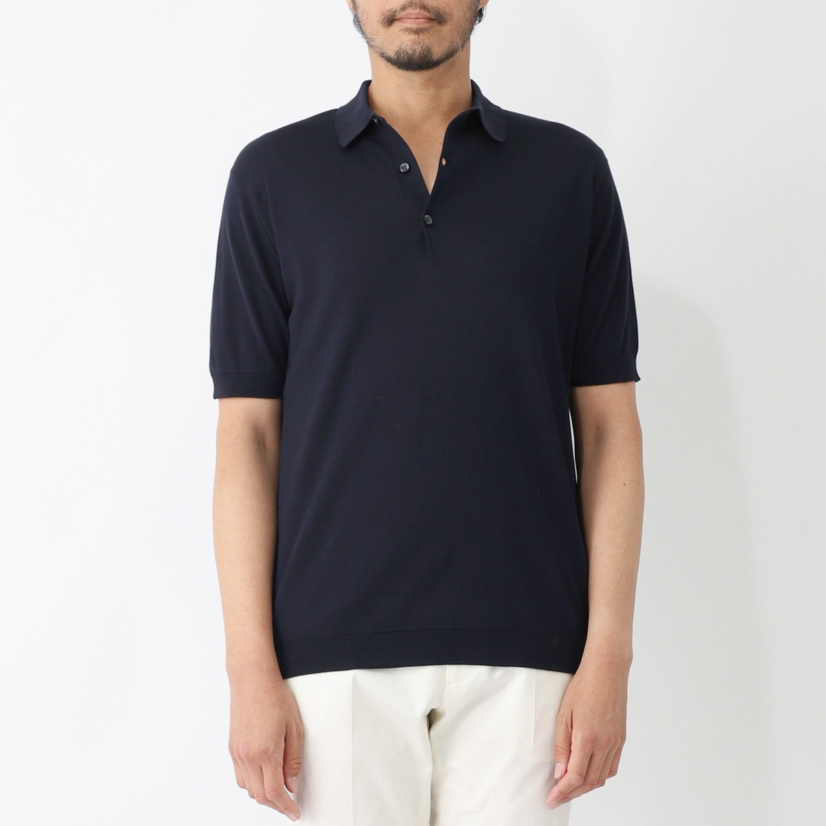 ジョンスメドレー　ニットポロ　ネイビー　Mサイズ JOHN SMEDLEY（ジョンスメドレー） ニットポロシャツ ISIS イシス シー