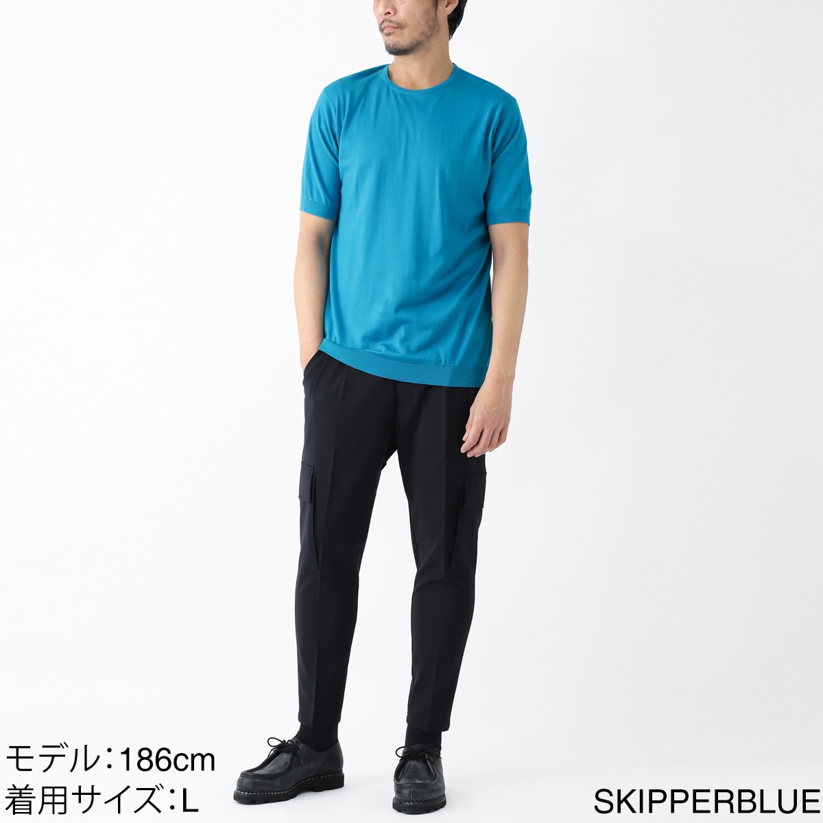 ジョンスメドレー クルーネック半袖ニットBELDEN シーアイランドコットン JOHN SMEDLEY ジョンスメドレー クルーネック半袖ニット/BELDEN
