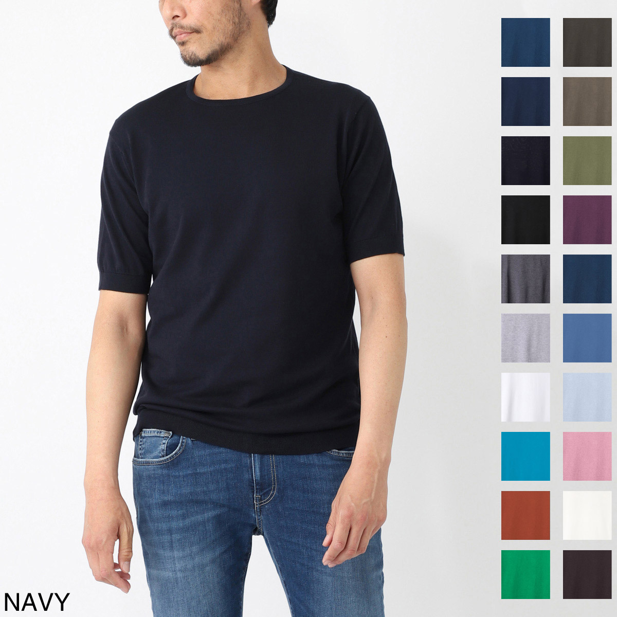 JOHN SMEDLEY ジョンスメドレー クルーネック半袖ニット/BELDEN シー