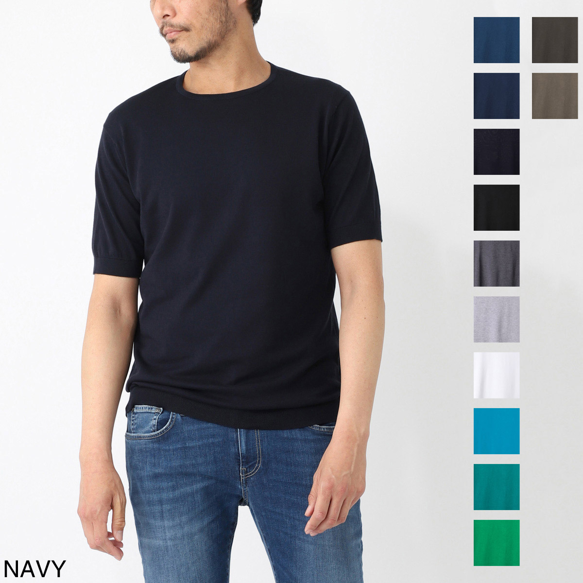 JOHN SMEDLEY ジョンスメドレー クルーネック半袖ニット/BELDEN シー