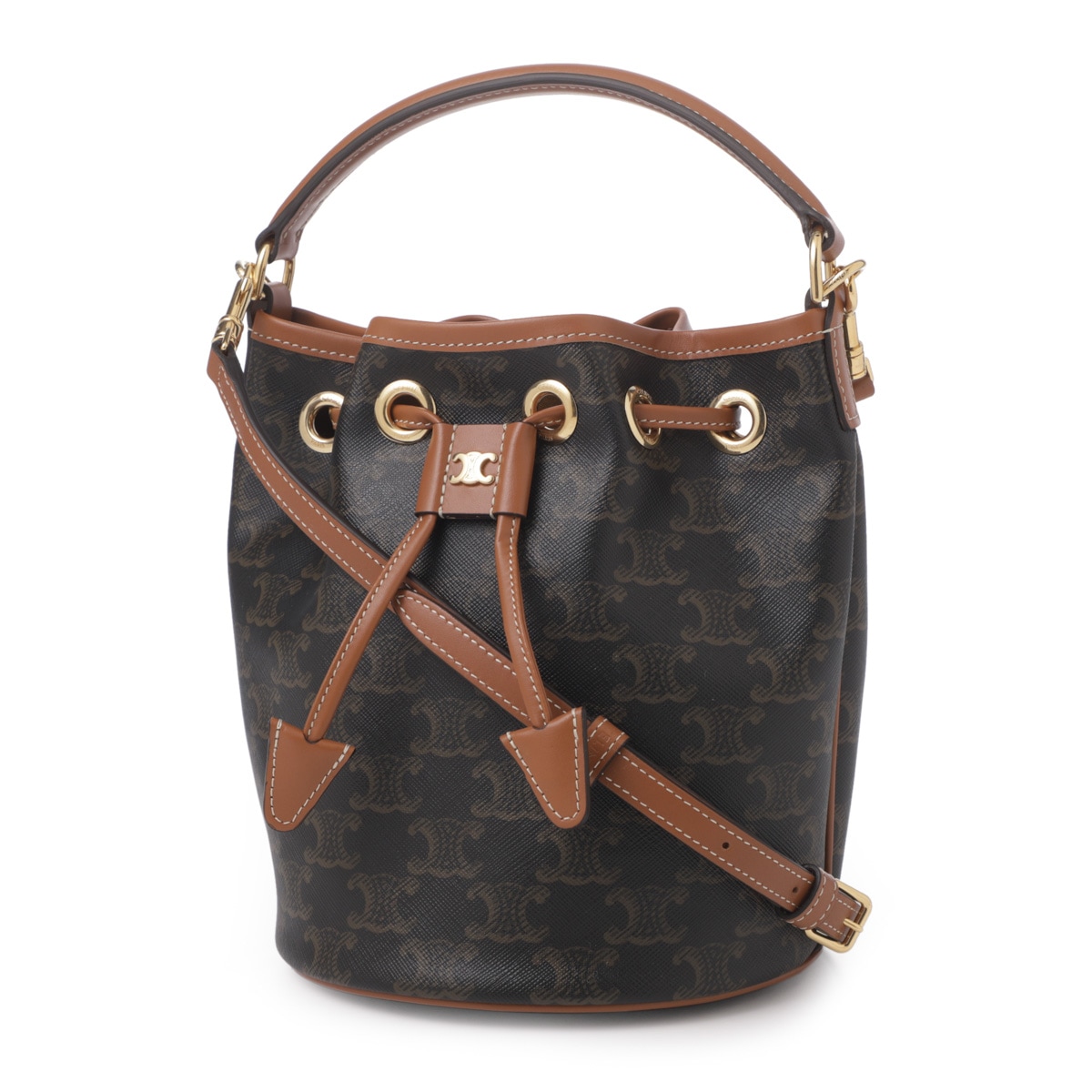 【CELINE セリーヌ】ヴィンテージ バケット バッグ CELINE セリーヌ マカダム マンテル PVC×レザー バケツ チェーン