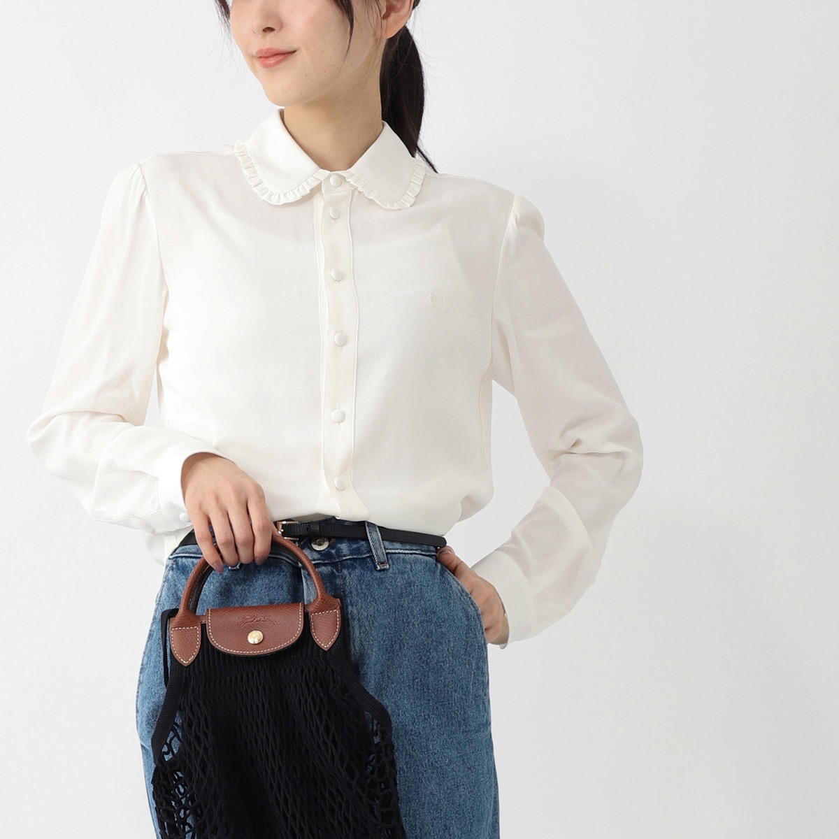 【アウトレット】CELINE セリーヌ ブラウス/ミア シャツ/CHEMISE MIA COL MINI FRILL レディース